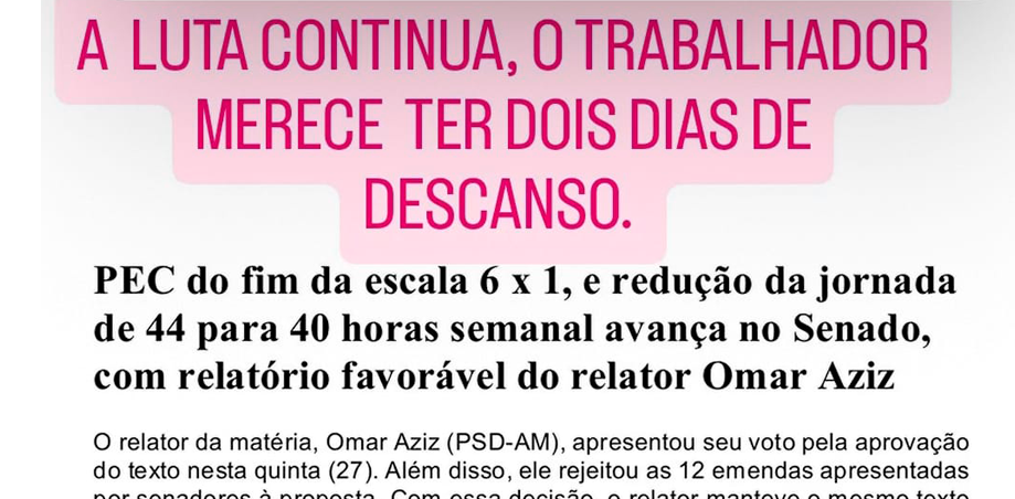  A luta continua, o trabalhador merece ter dois dias de descanso